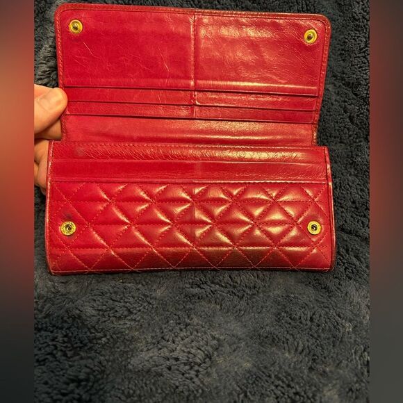 PRADA Pink Saffiano Leather COA Tare Quilted Wallet - Picture 7 of 13